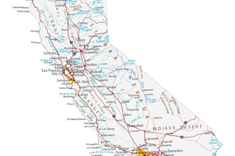 Printable California Map With Cities