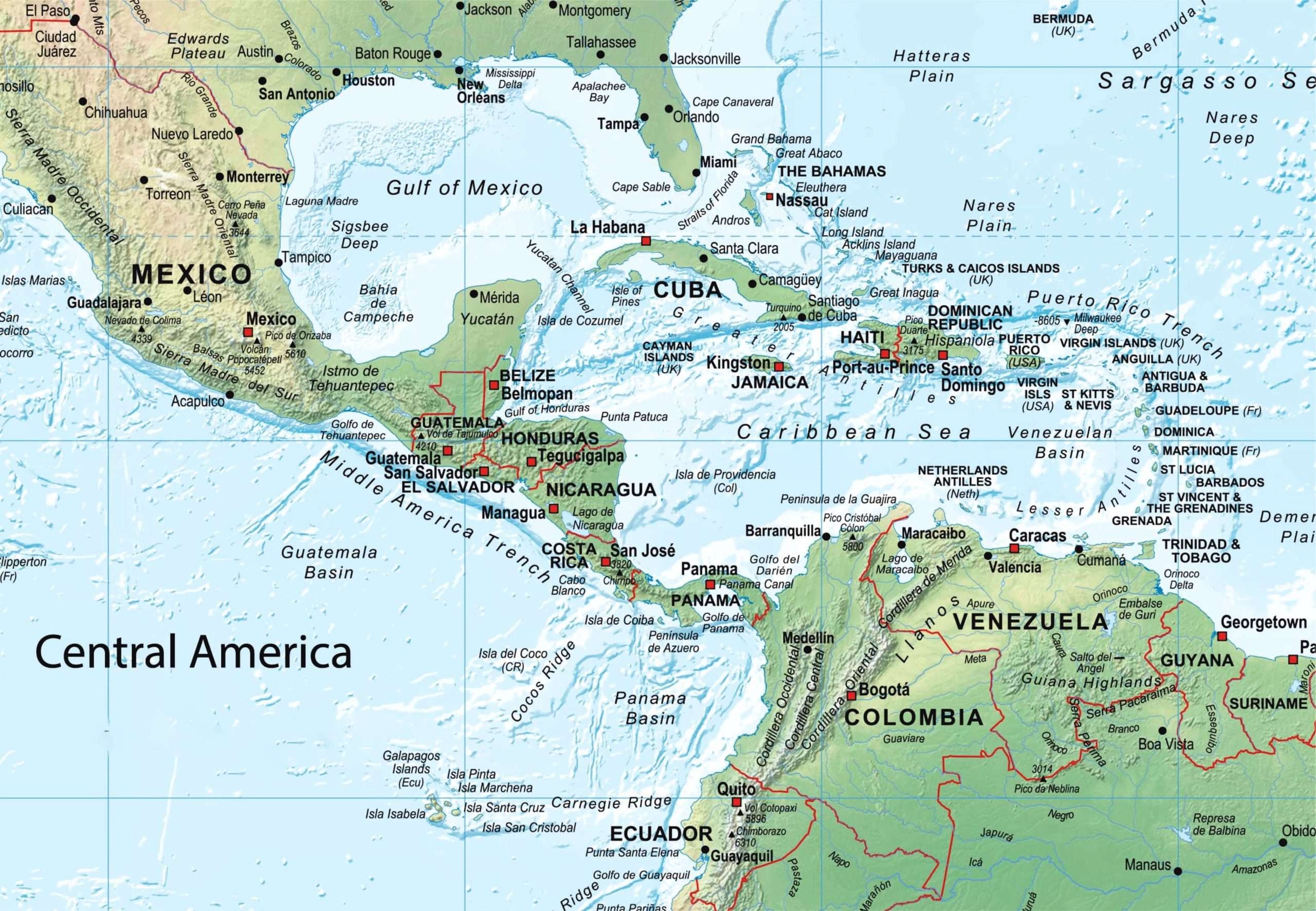 Printable Map Of Central America