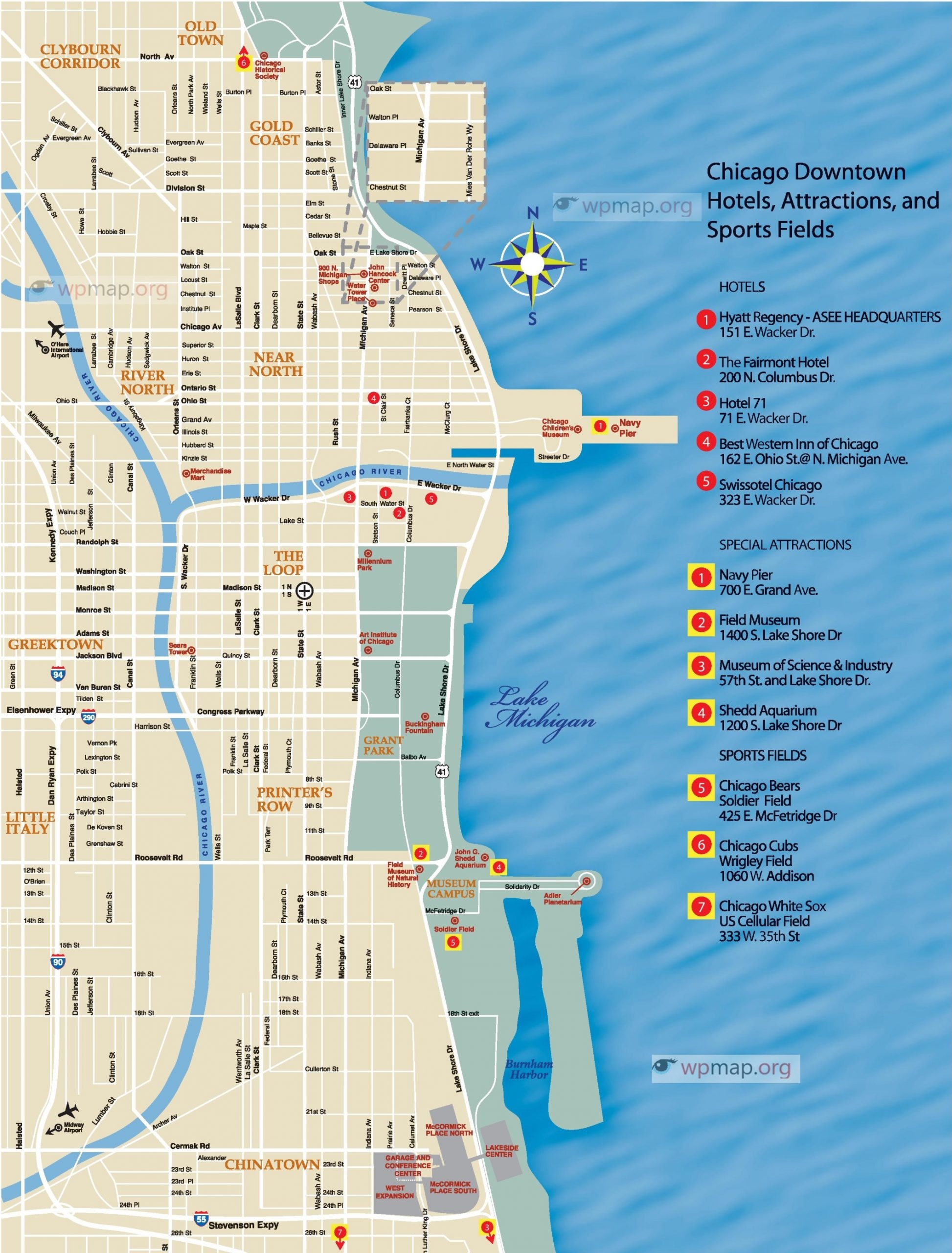 Map Of Chicago Printable Map Of Chicago Chicago Map Usa