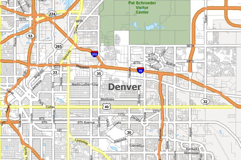 Denver City Map Printable