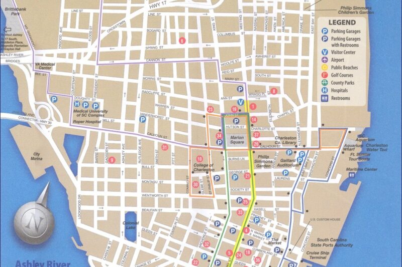 Tourist Printable Map Of Charleston Sc