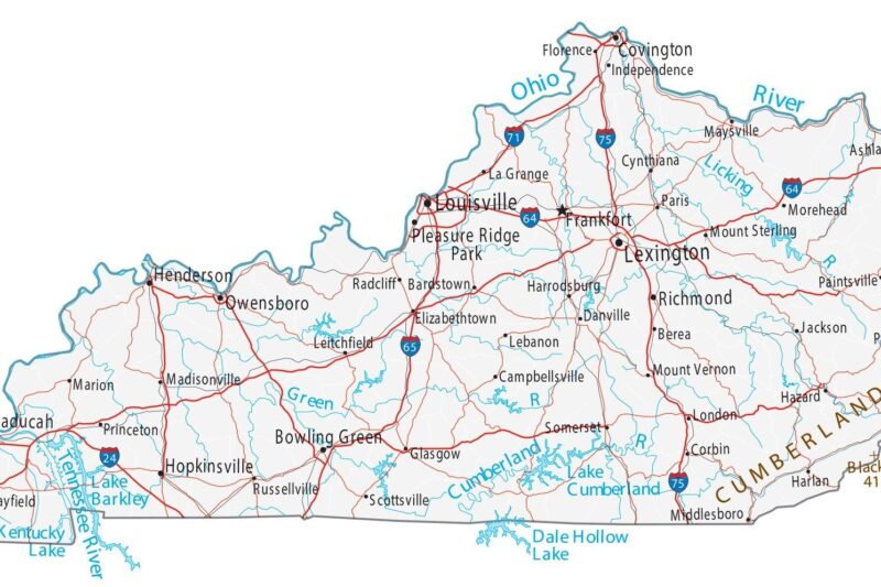 Printable Kentucky Map With Cities