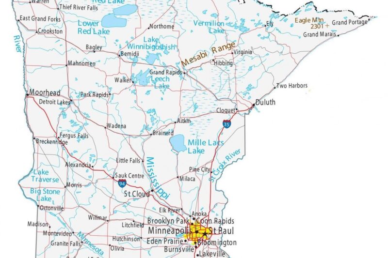 Printable State Map Of Minnesota
