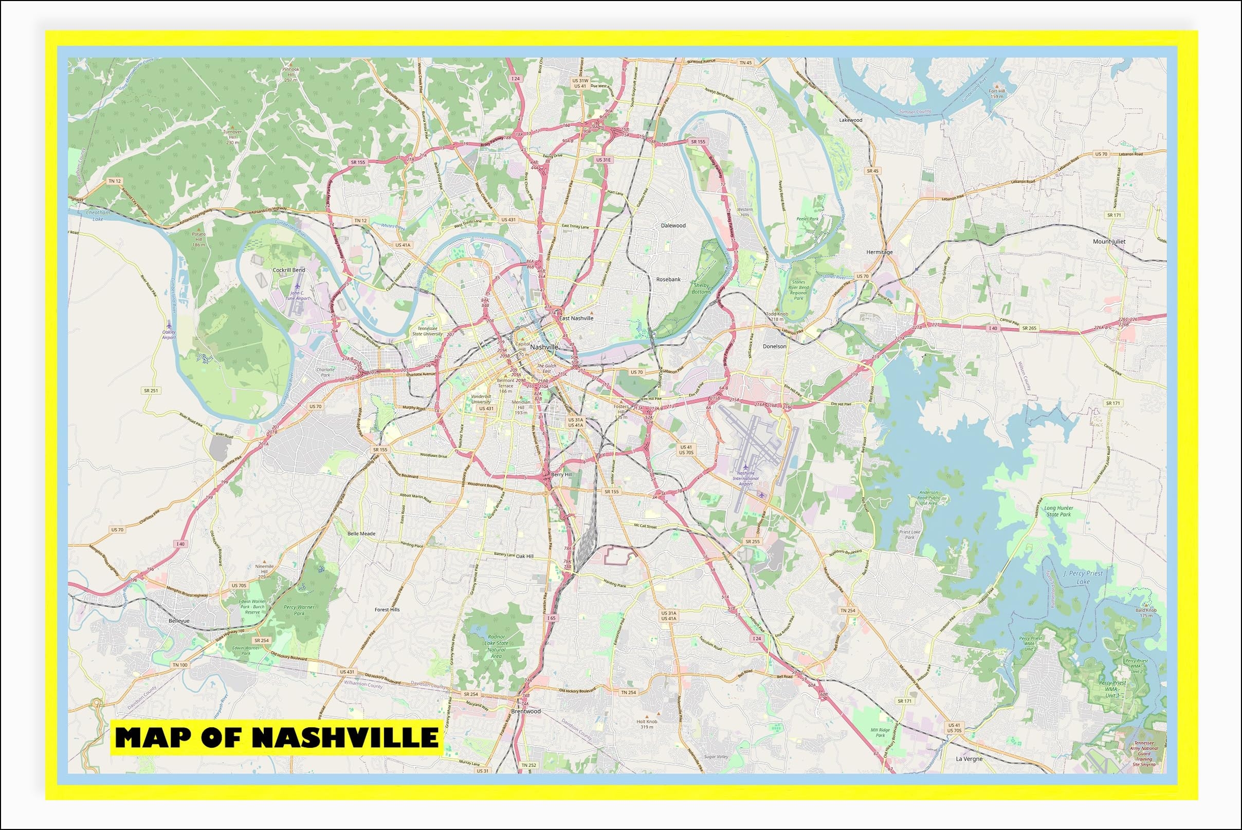 Printable Map Of Nashville Tn