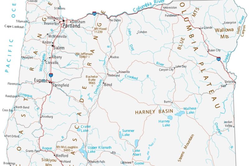 Map Of Oregon Printable