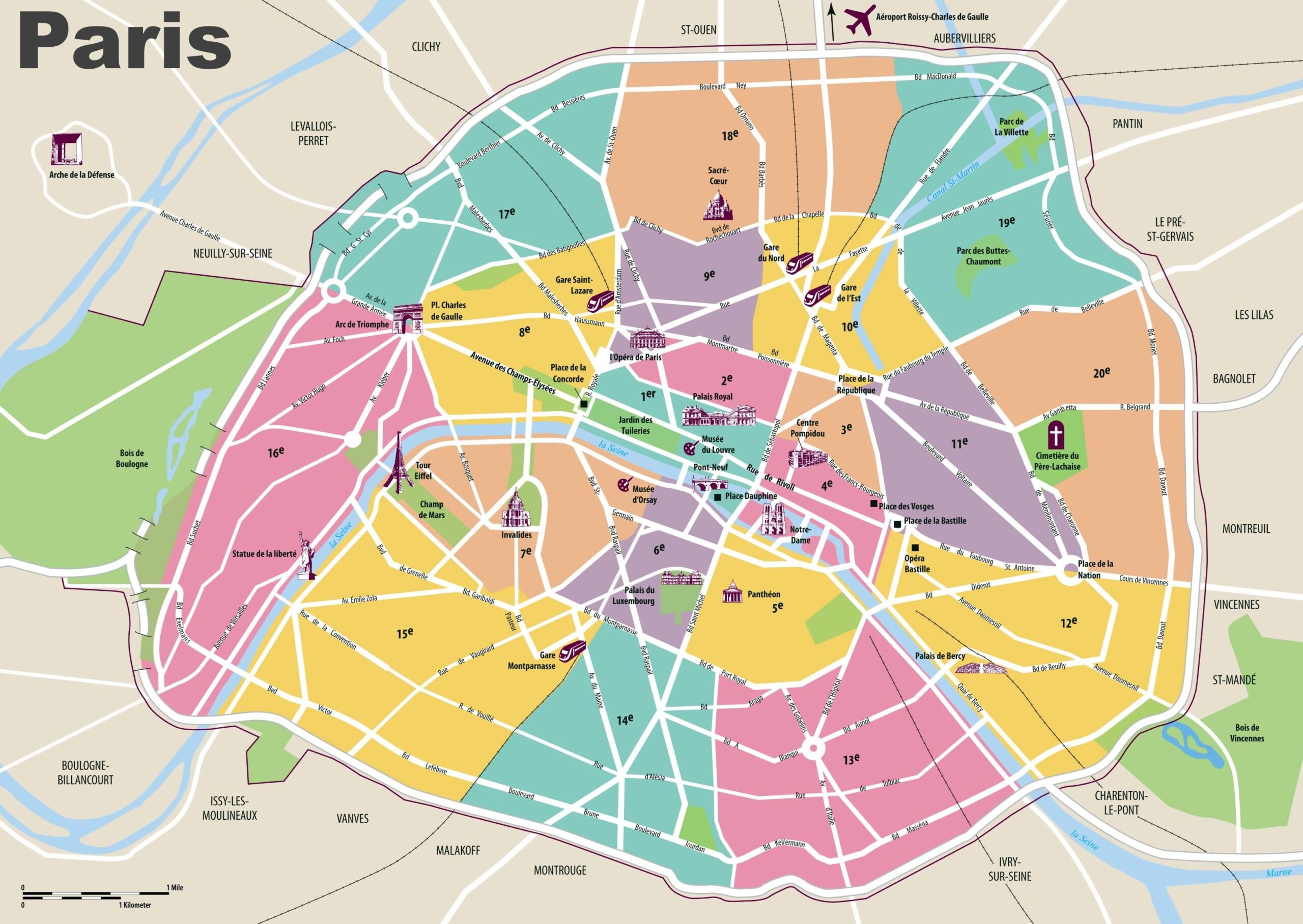Printable Map Paris