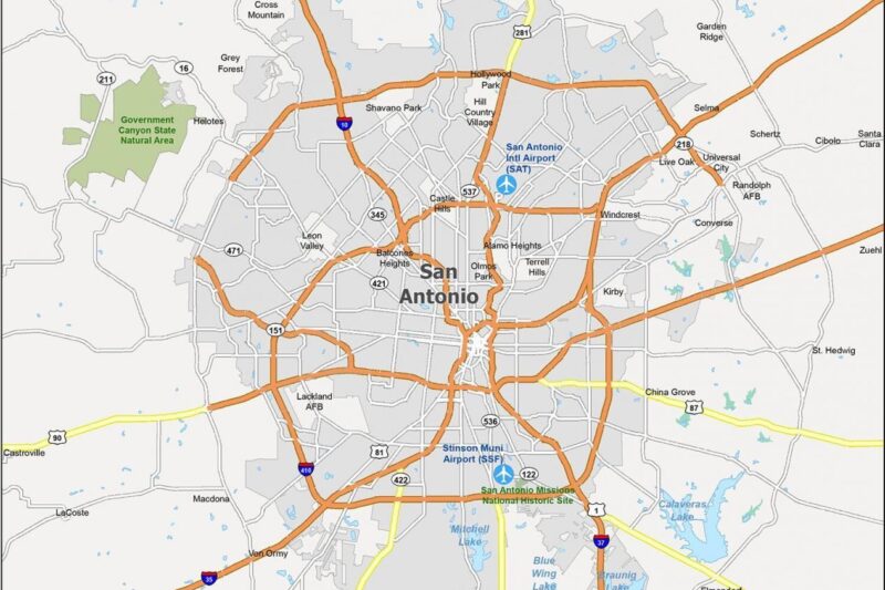 Printable Map Of San Antonio Texas