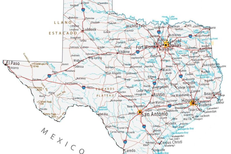 Printable Map Of Texas With Cities