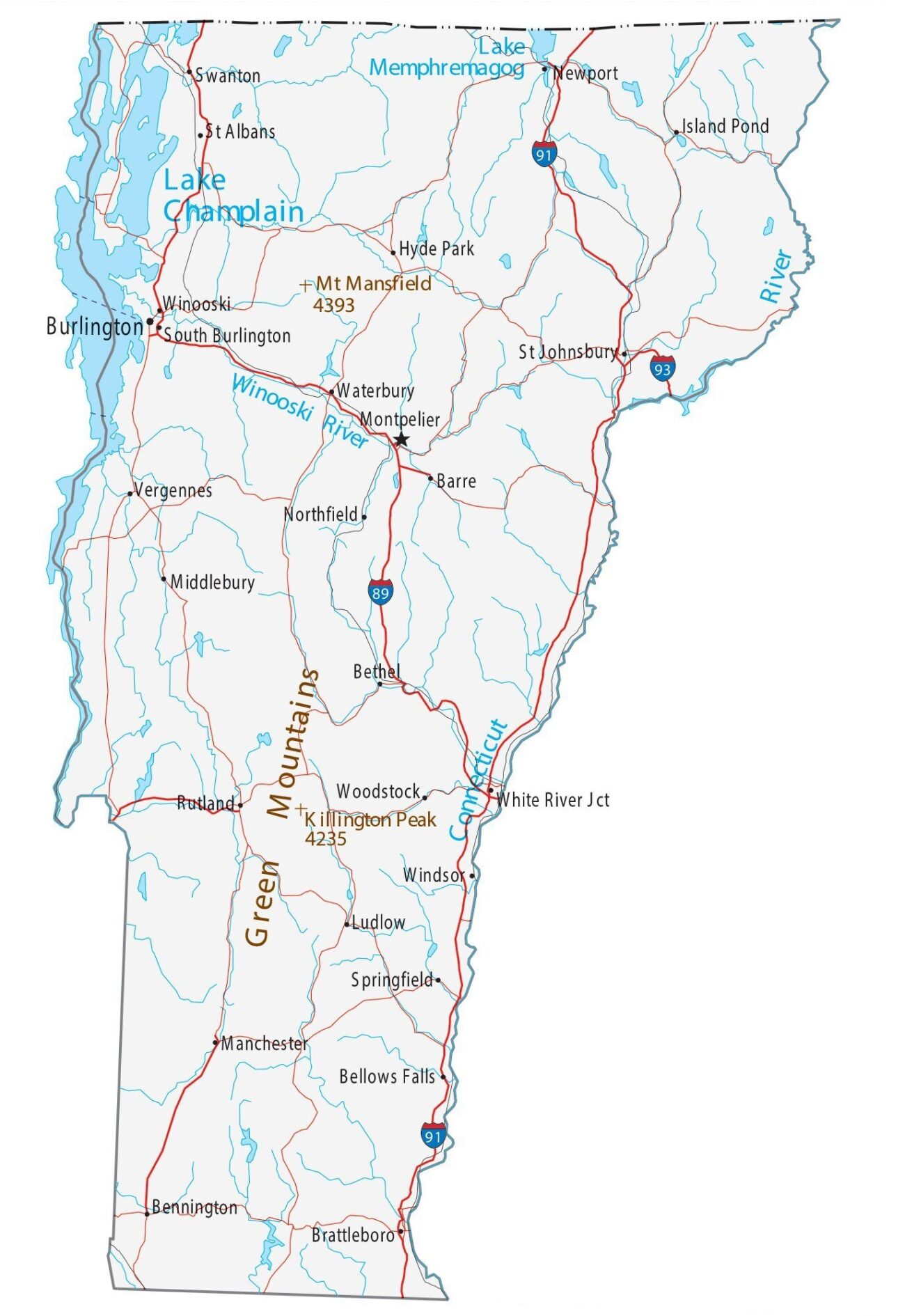 Map Of Vermont Cities And Roads GIS Geography