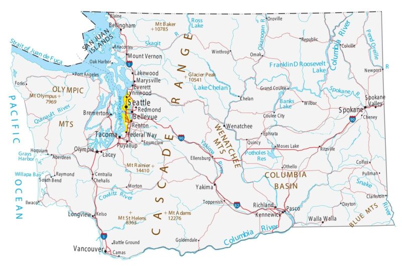 Printable Map Of Washington State