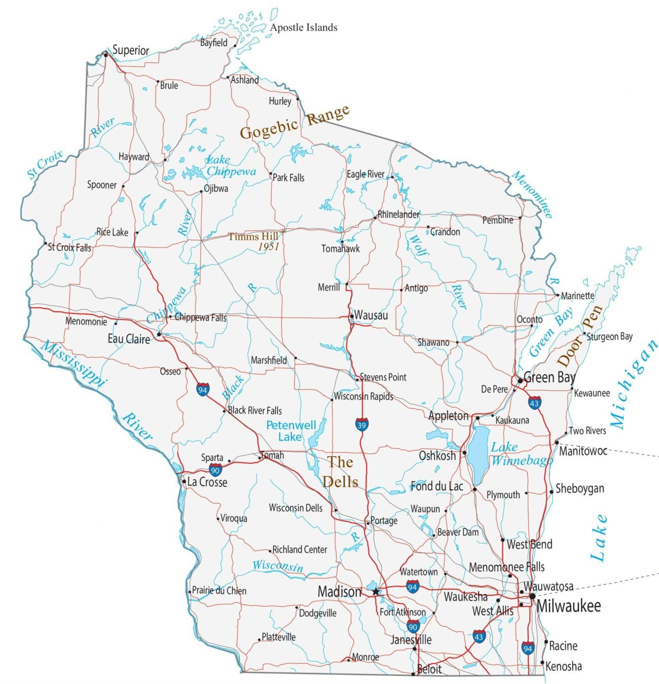 Map Of Wisconsin Cities And Roads GIS Geography