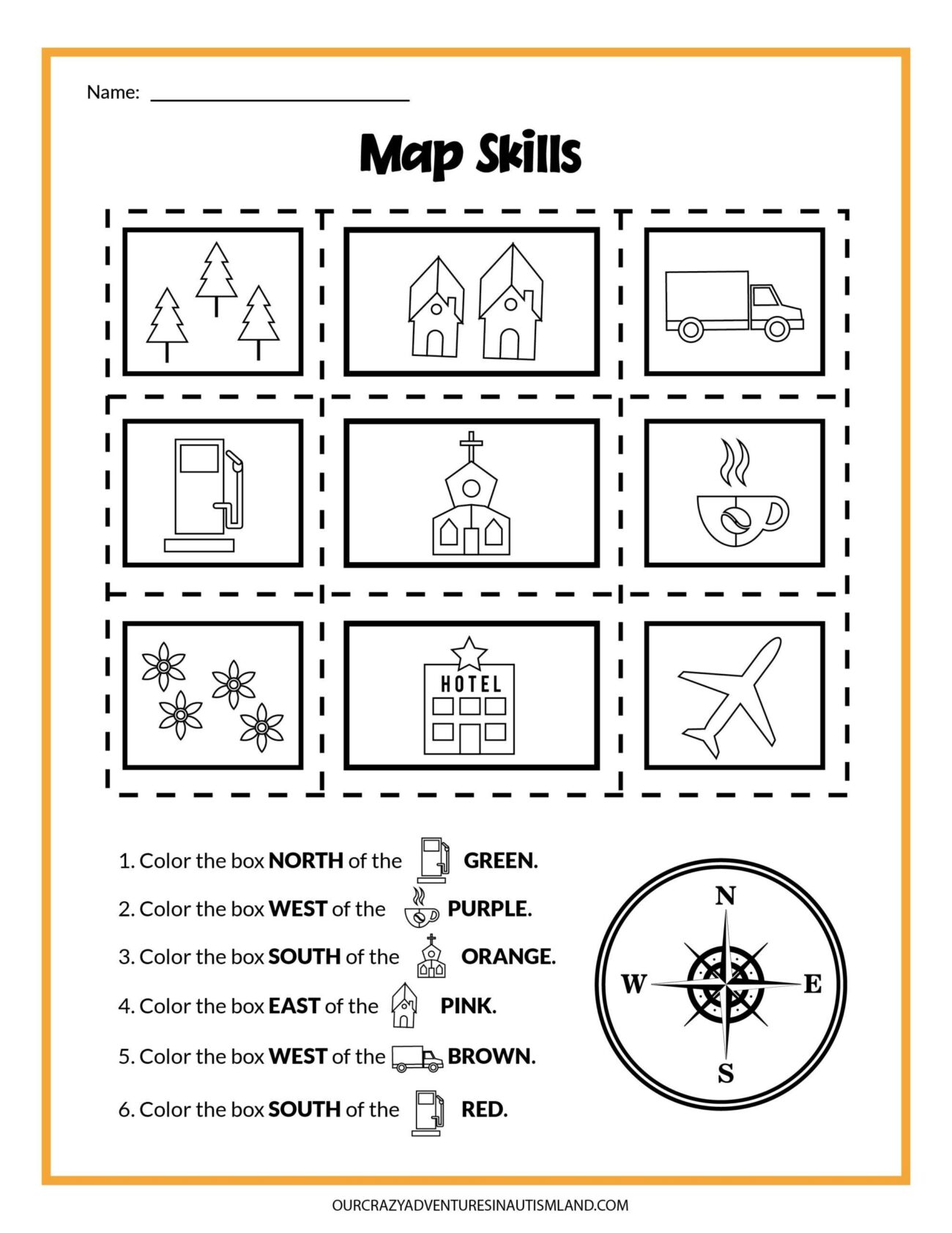 Map Skills Activity Printable Our Crazy Adventures In Autismland