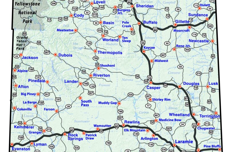 Printable Road Map Of Wyoming