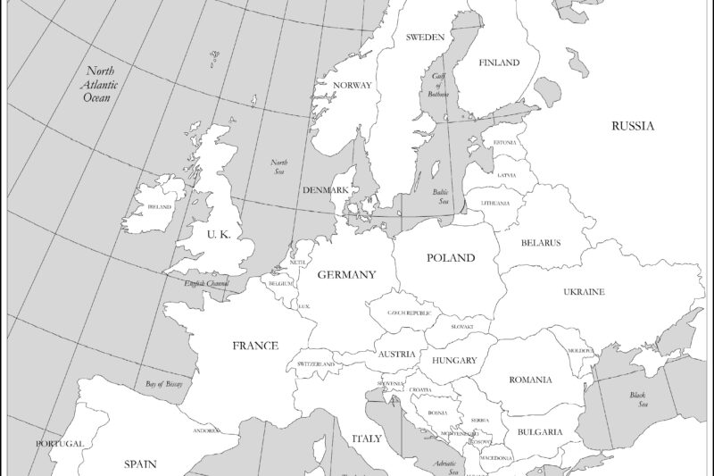 Europe Map Black And White Printable