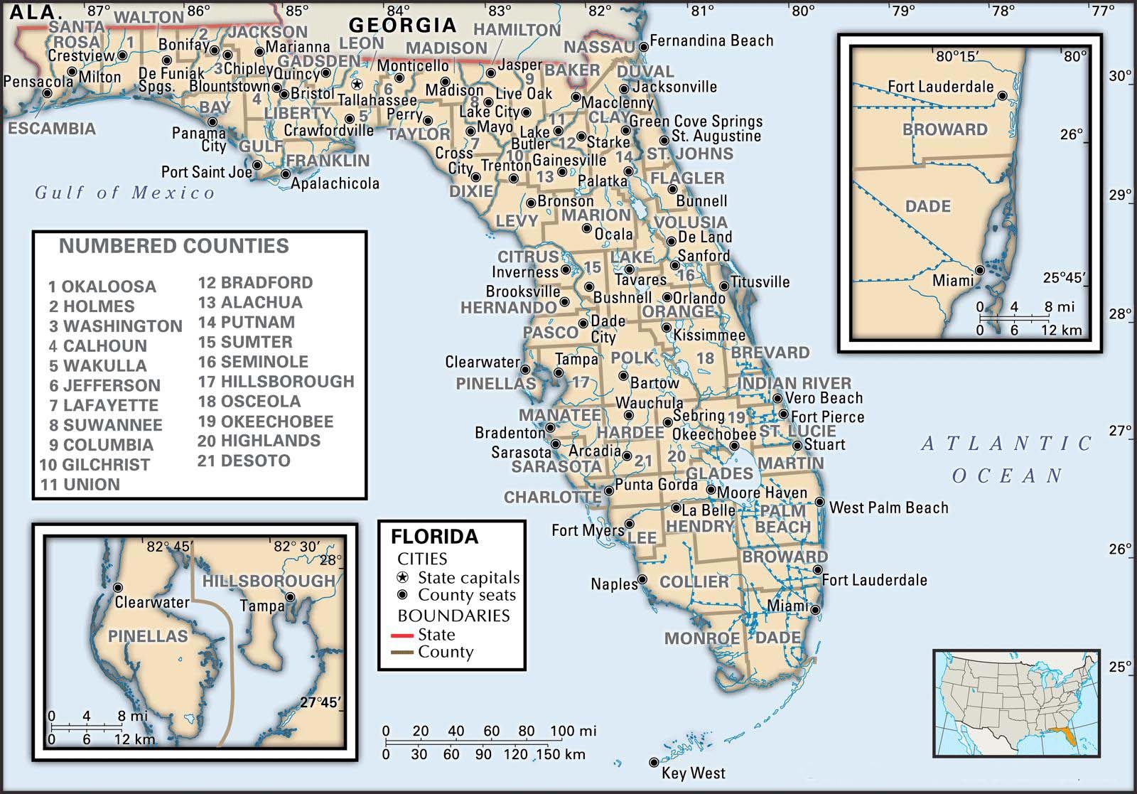 Printable Map Of Florida Cities