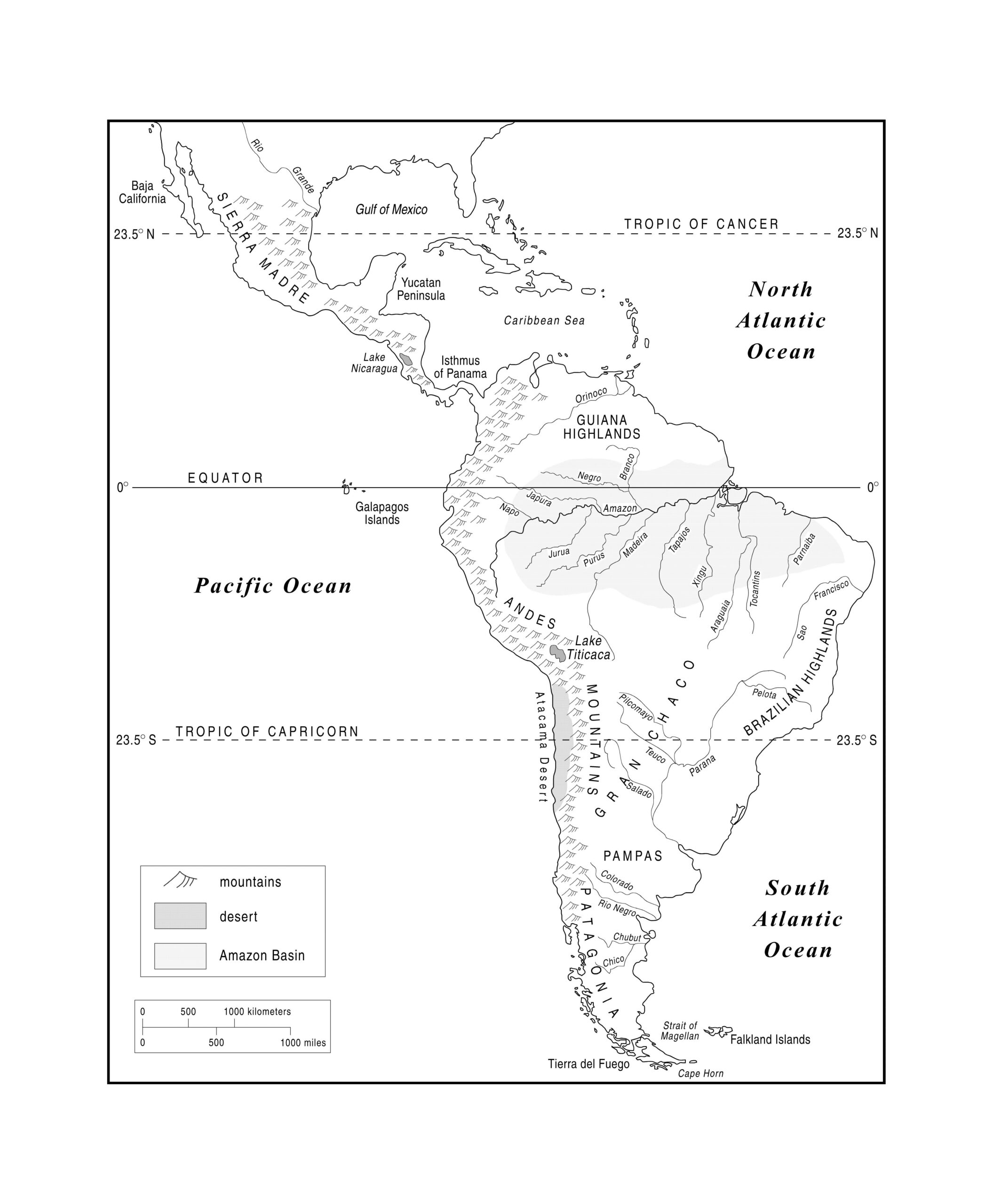 Printable Blank Maps Of South America