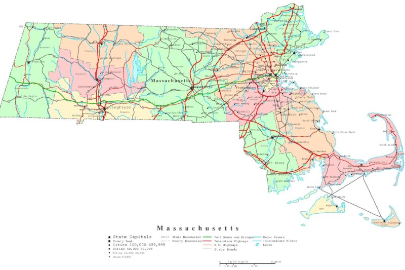 Printable Town Map Of Massachusetts