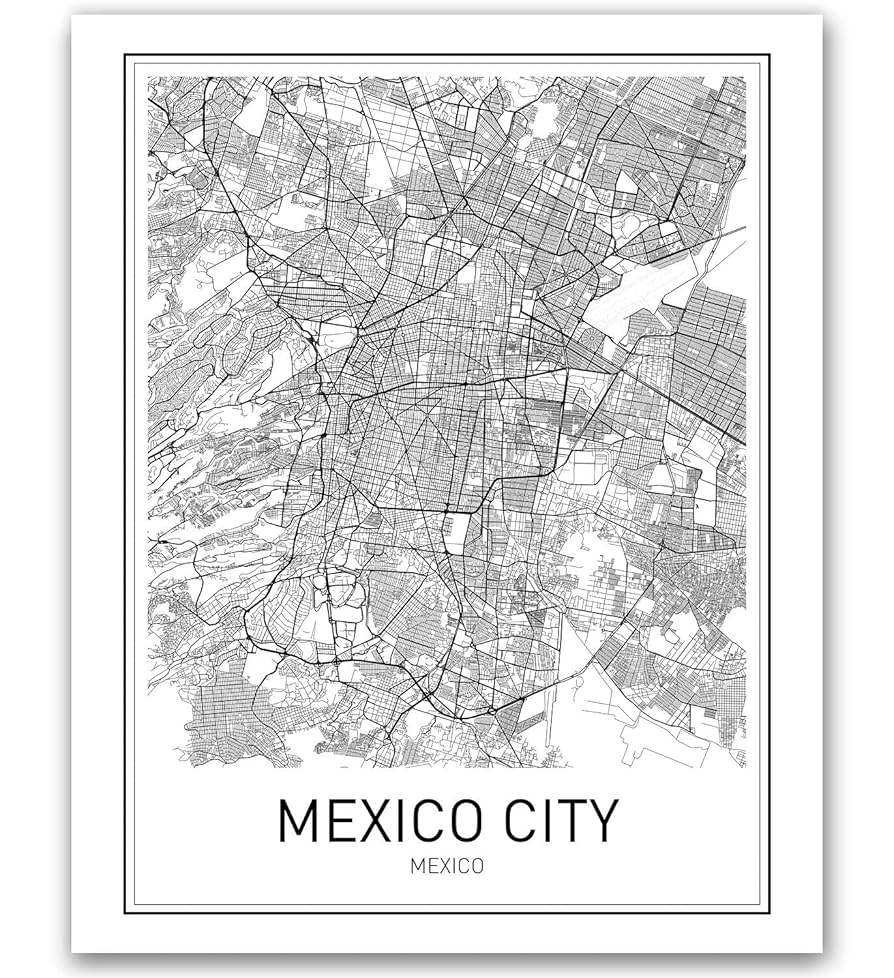Mexico City Poster Mexico City Map City Map Posters Map Print Mexico Print Mexico Map Of Mexico City Wall Art Minimal City Print City Maps Modern Map
