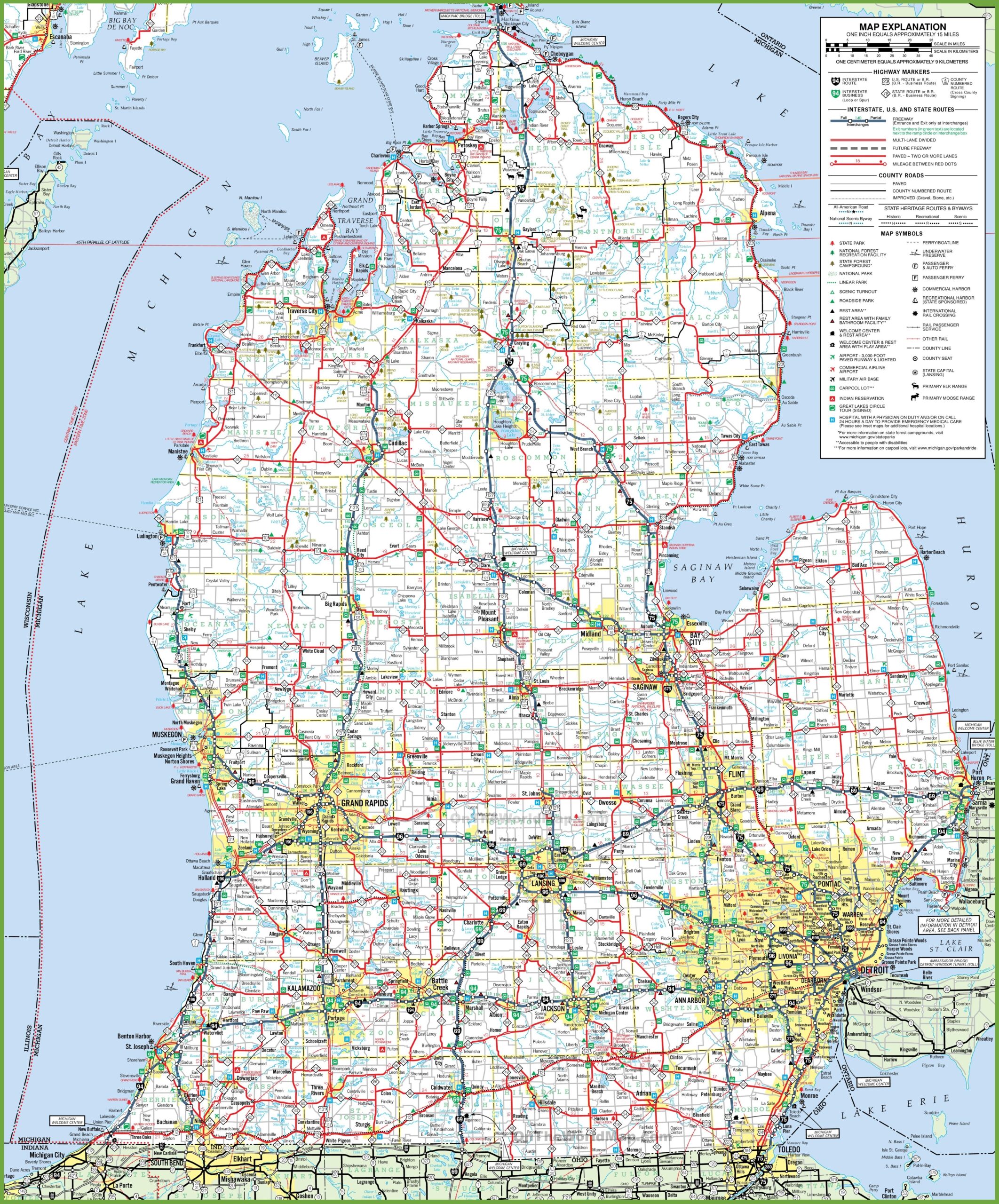 Printable Map Michigan