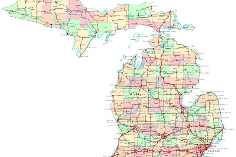 Printable Michigan Map With Cities
