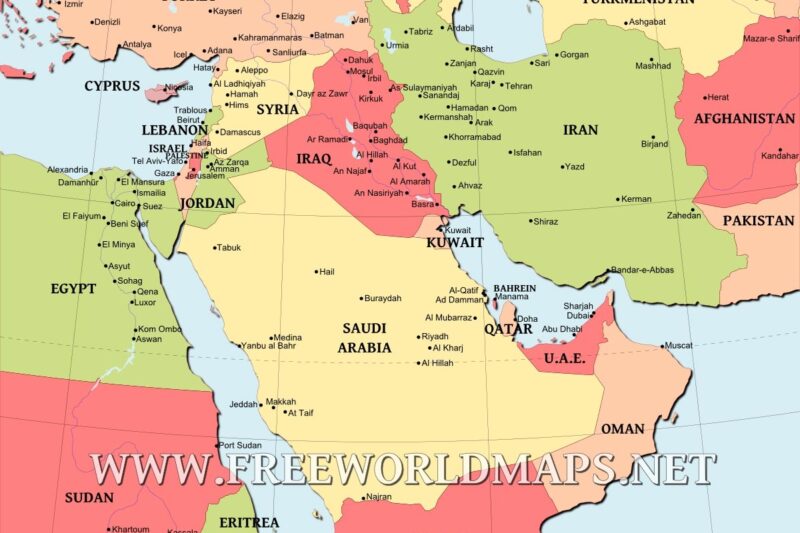 Printable Map Of The Middle East