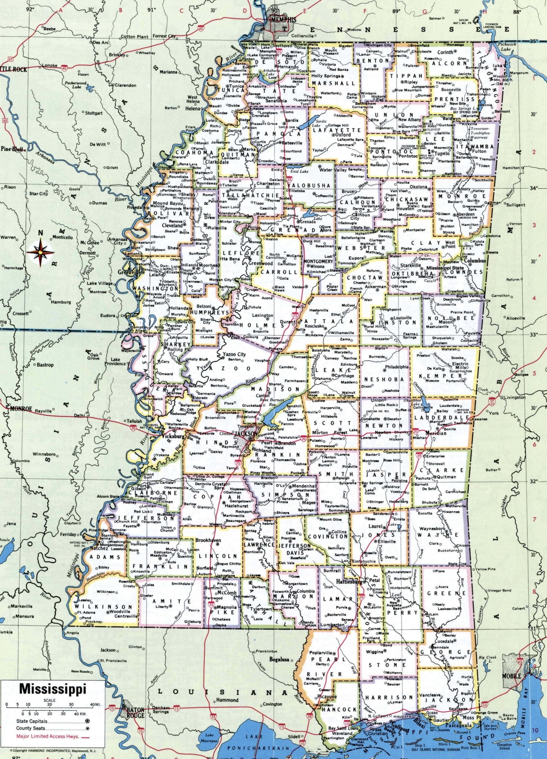 Printable Map Of Mississippi