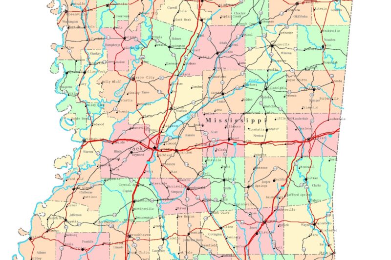 Printable Map Of Mississippi