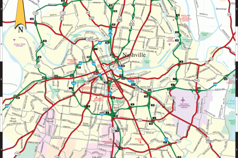 Printable Map Of Nashville Tn