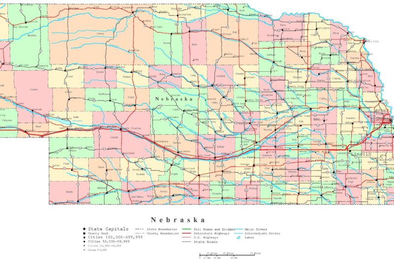 Nebraska County Map Printable