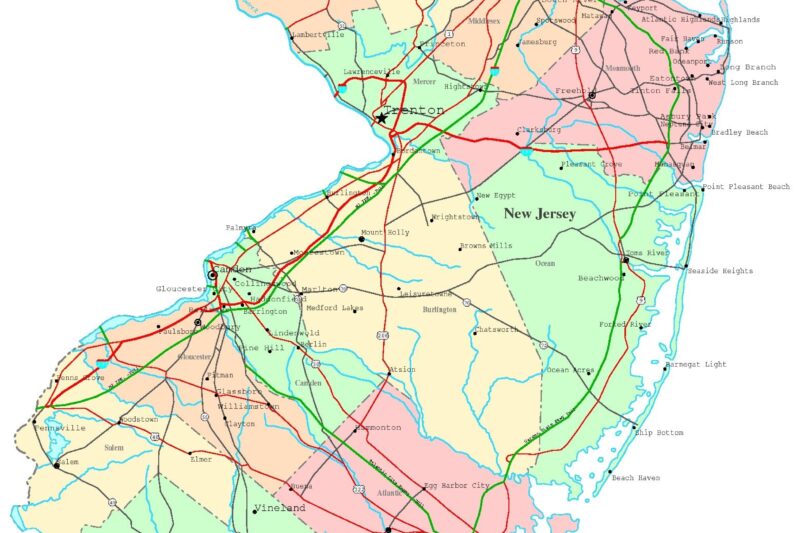 Printable Map Of New Jersey