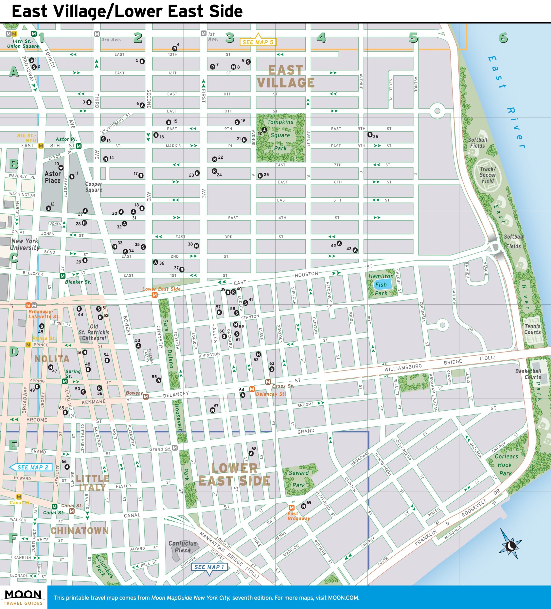New York City Map East Village And The Lower East Side Moon 