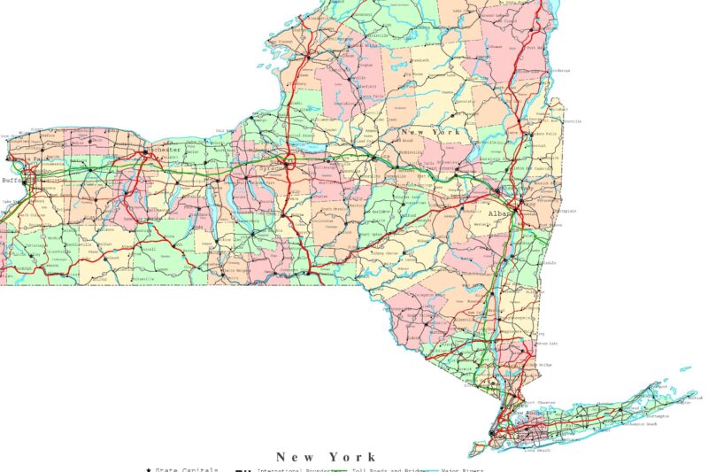 Printable Map Of New York State