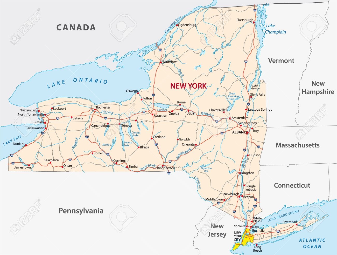 New York State Road Map Royalty Free SVG Cliparts Vectors And Worksheets Library