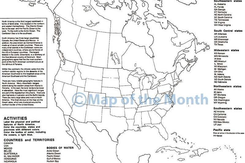 Printable Map Of North America