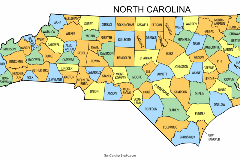 Printable Map Of North Carolina Counties