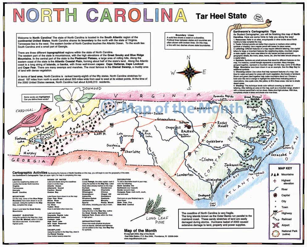 Printable North Carolina Map