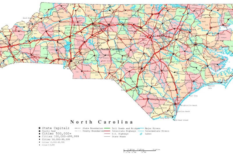 North Carolina Printable Map