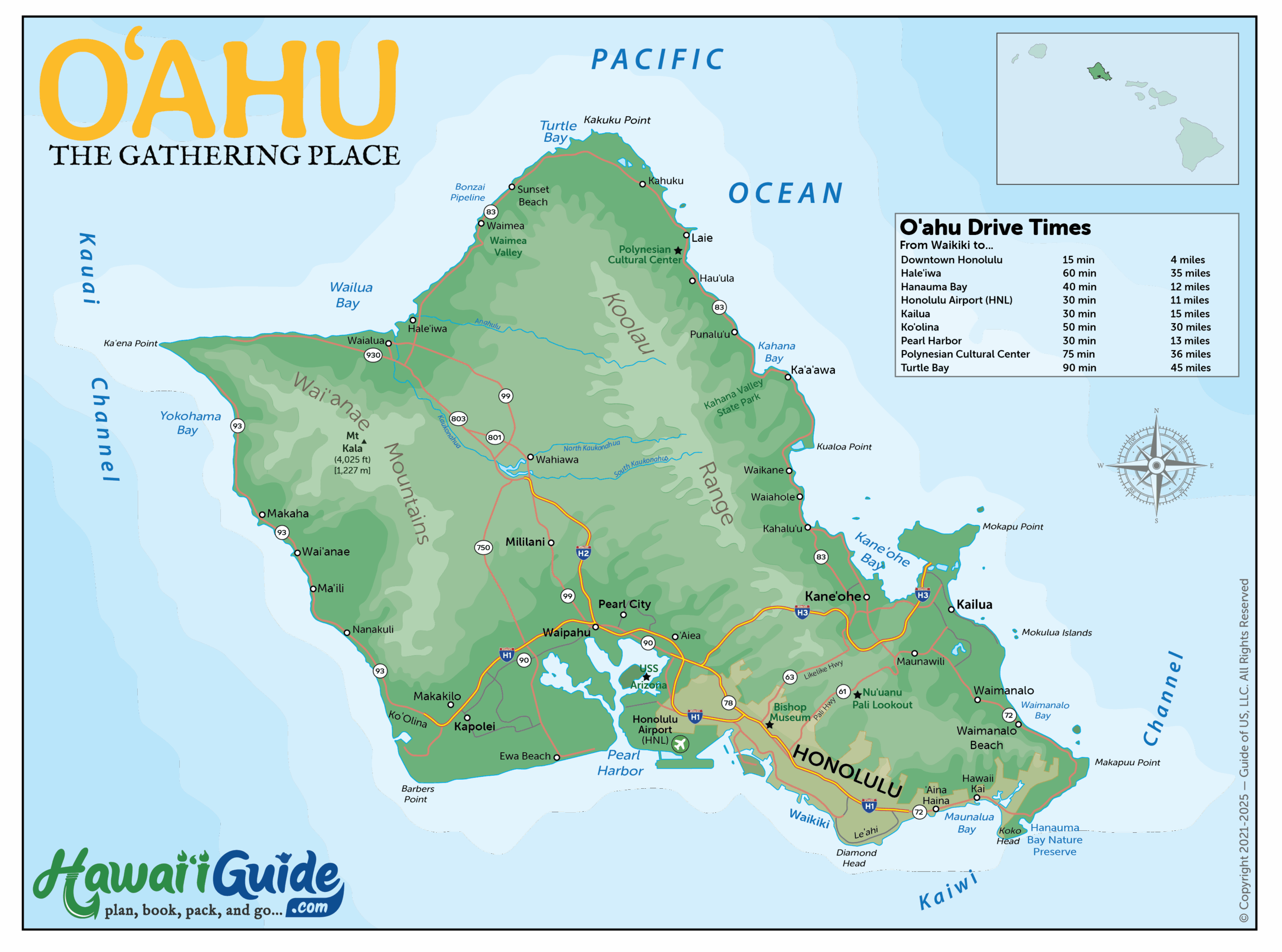 Printable Map Of Oahu