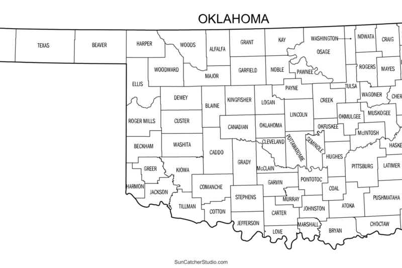 Printable Map Of Oklahoma Counties