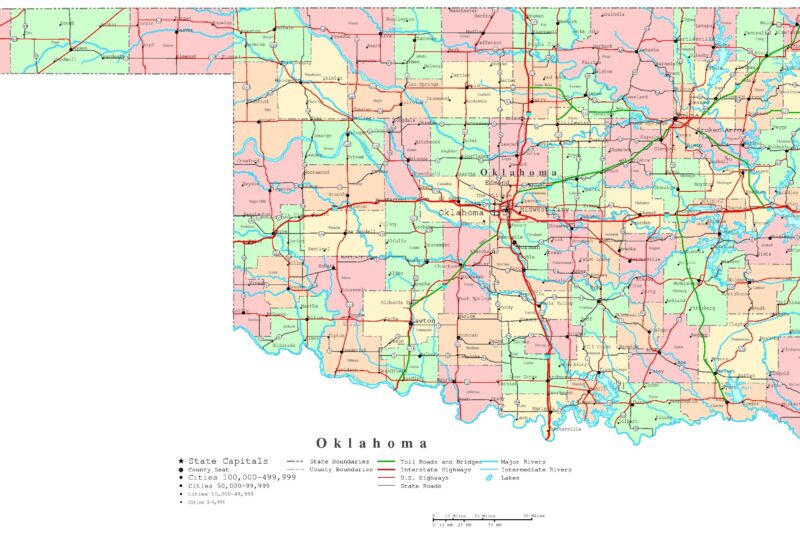 Printable Map Of Oklahoma