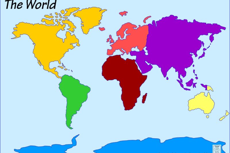 7 Continents Blank Map Printable