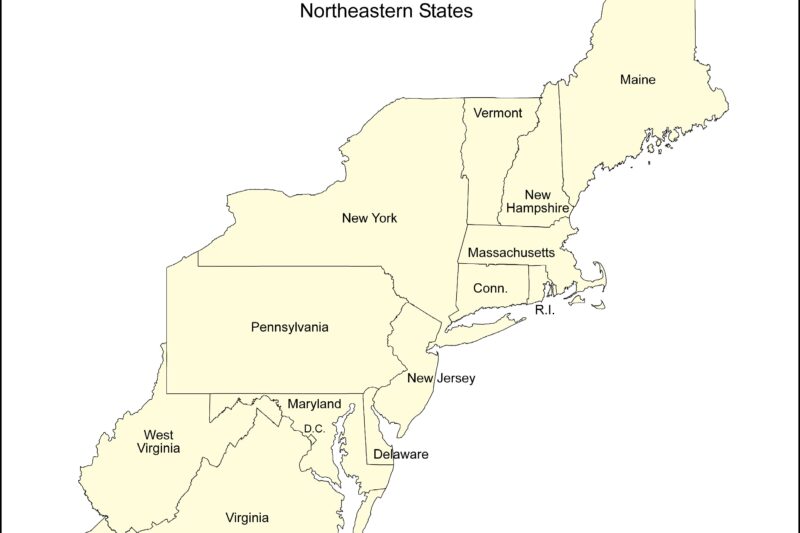 Printable Map Of The Northeast