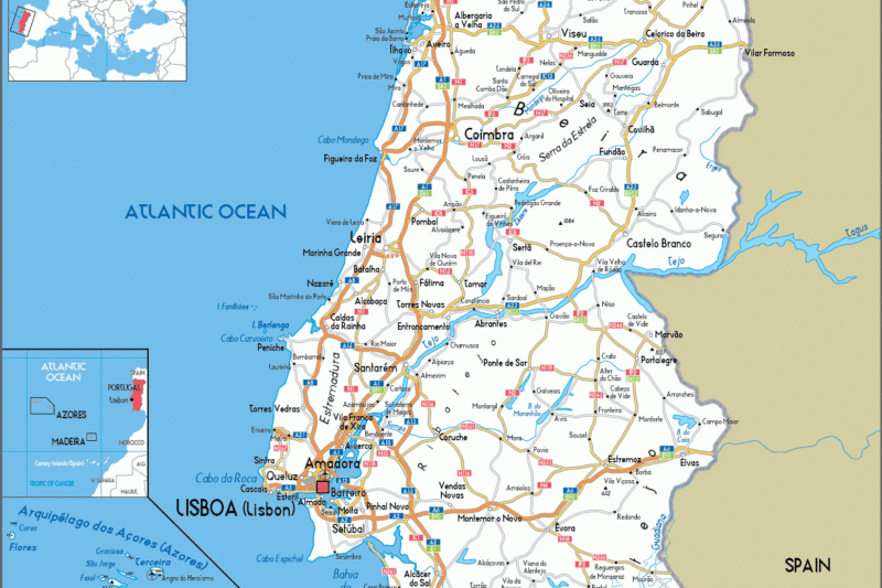 Printable Portugal Map