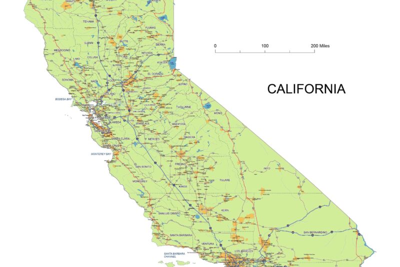 Printable California Map With Cities