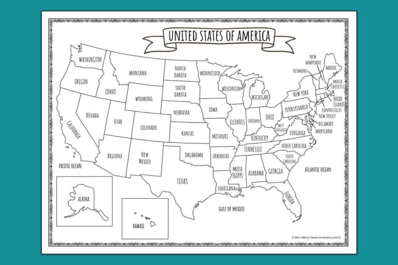 Map Of Usa Printable