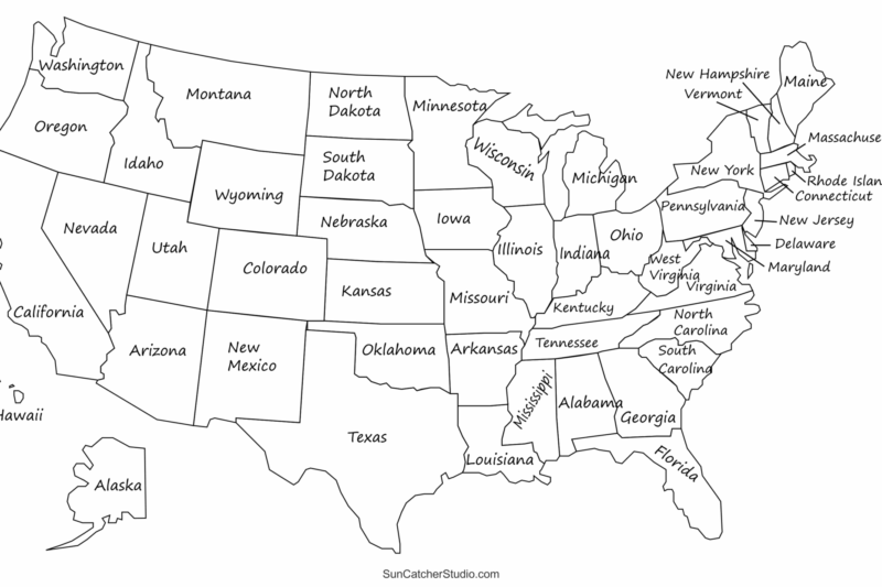 Usa Map With State Names Printable