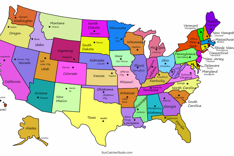 Printable State Capitals Map