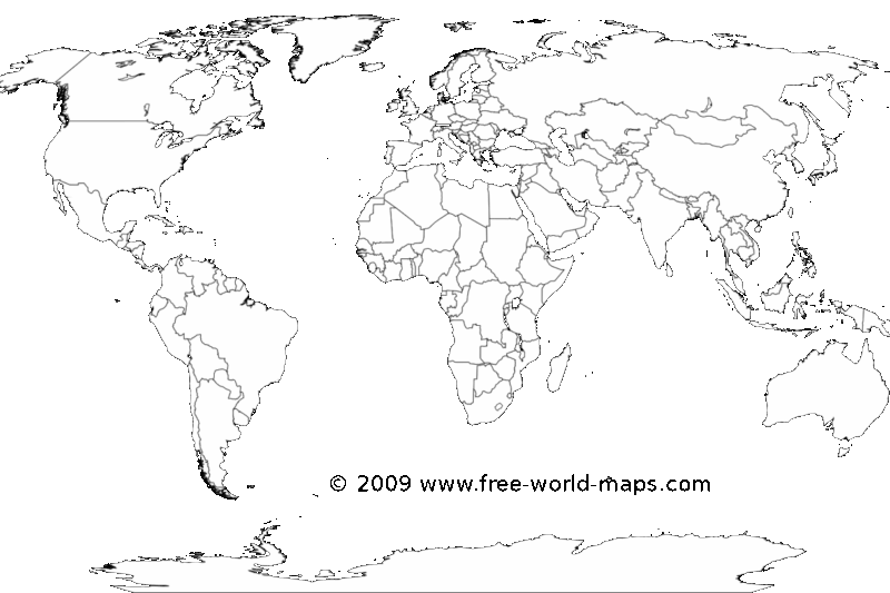 World Map Black And White Printable