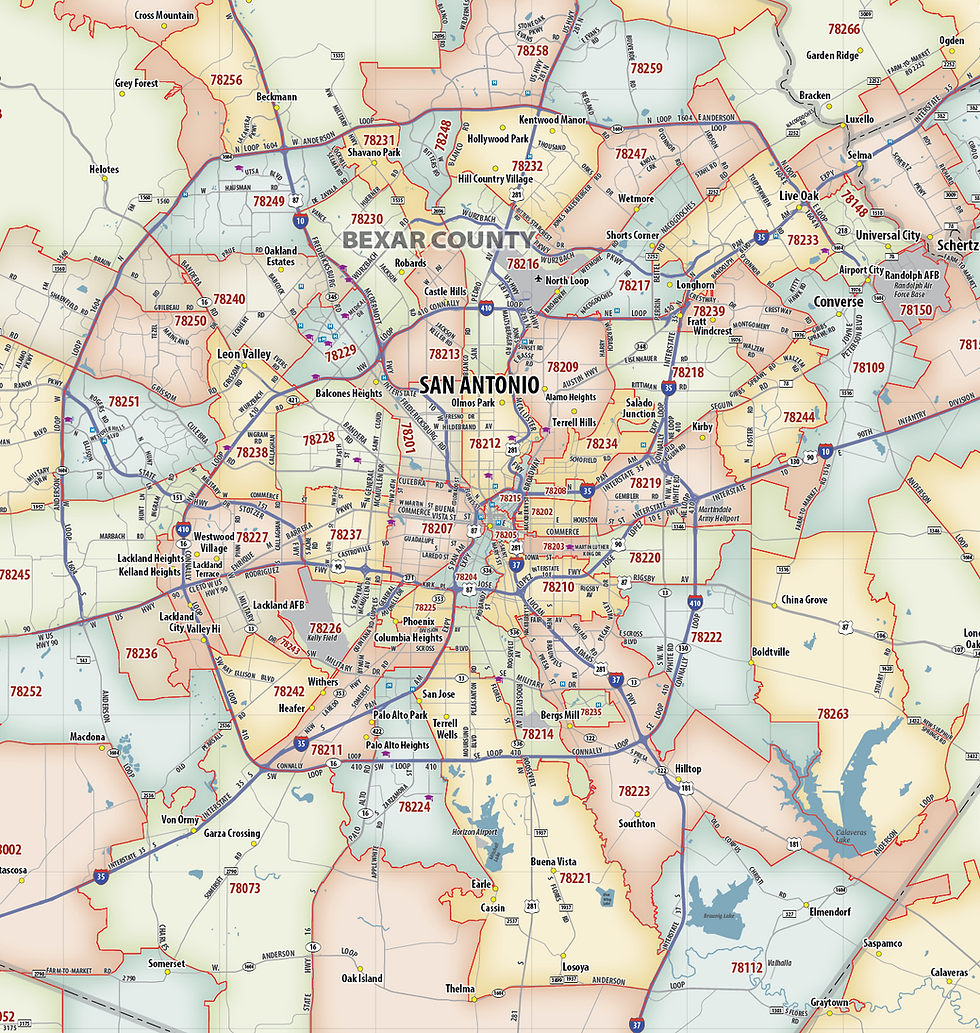 San Antonio TX ZIP Code Laminated Map Topographics Worksheets Library