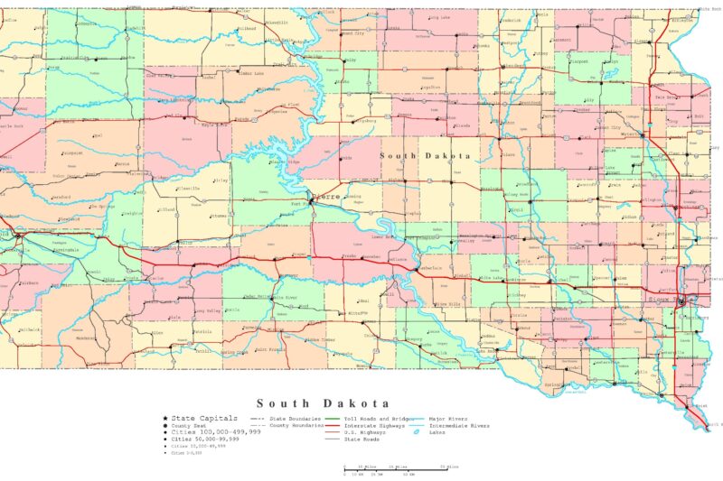 Printable Map Of South Dakota